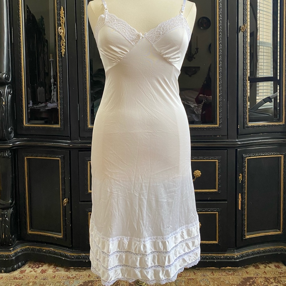 White Nylon and Lace Slip Adonna